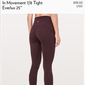 🏃‍♀️Lululemon In Movement 7/8 tights 🏃‍♀️